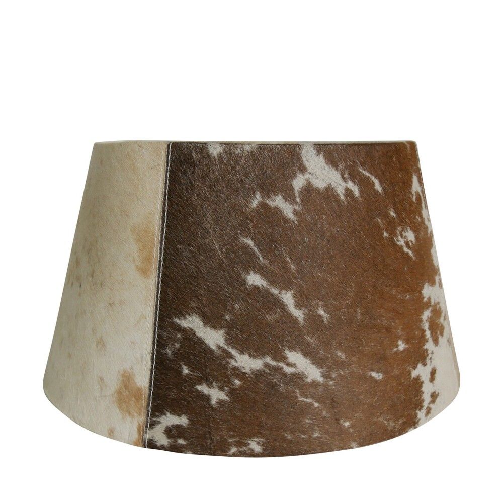 Hnědo bílé stínidlo na lampu z hovězí kůže 40 cm - 30*40*22,5 cm Mars & More - LaHome - vintage dekorace