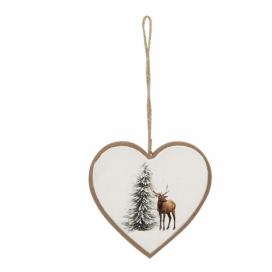 Závěsná dekorace srdce s jelenem - 10*1*9 cm Clayre & Eef