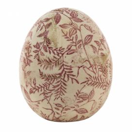 Keramické dekorační vajíčko s květy Roset - Ø14*16 cm Clayre & Eef