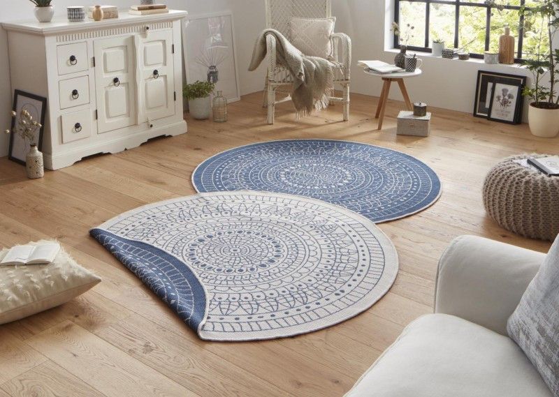Hanse Home Kusový koberec Twin-Wendeteppiche 103104 modrá 140x140 (průměr) kruh - ATAN Nábytek