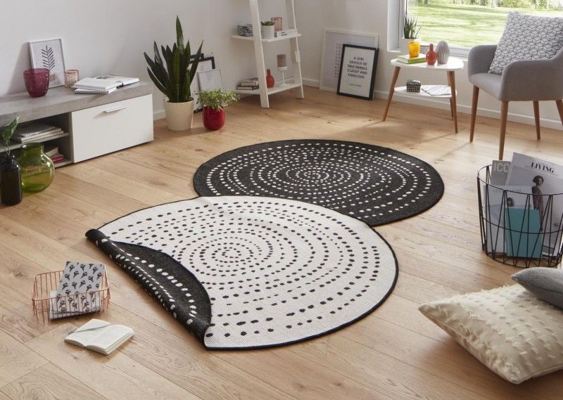 Hanse Home Kusový koberec Twin-Wendeteppiche 103109 černá 200x200 (průměr) kruh - ATAN Nábytek