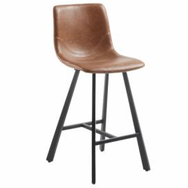 Hnědá koženková barová židle Kave Home Trap 61 cm