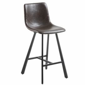 Tmavě hnědá koženková barová židle Kave Home Trap 61 cm