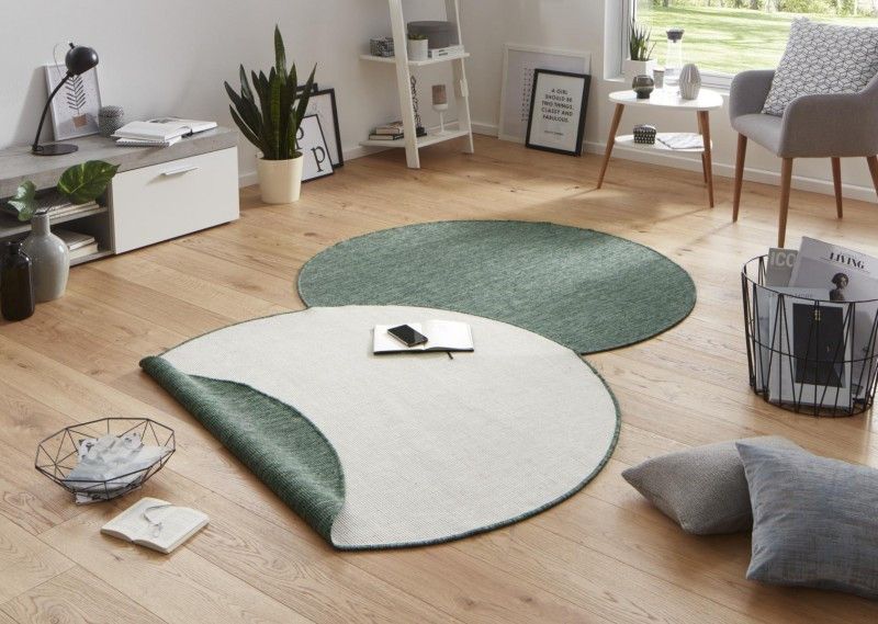 Hanse Home Kusový koberec Twin-Wendeteppiche 103095 - kruh - zelený, béžový 200x200 (průměr) kruh - ATAN Nábytek