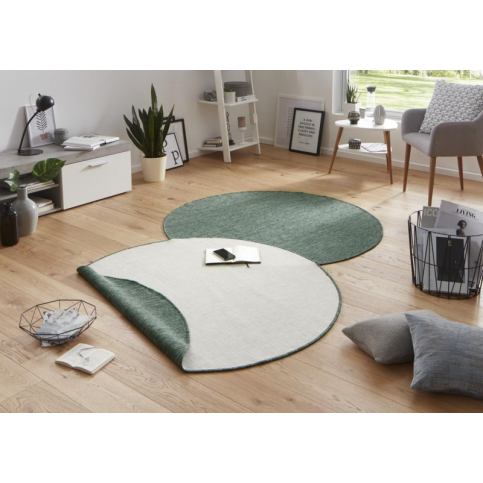 Hanse Home Kusový koberec Twin-Wendeteppiche 103095 - kruh - zelený, béžový 200x200 (průměr) kruh ATAN Nábytek