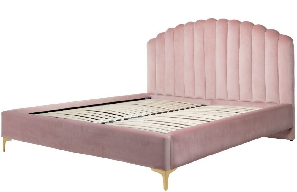 Růžová sametová postel Richmond Belmond 180 x 200 cm - Designovynabytek.cz