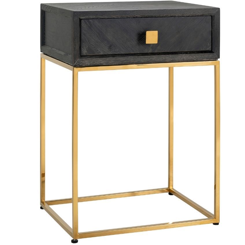 Černo zlatý dubový noční stolek Richmond Blackbone 50 x 40 cm - Designovynabytek.cz