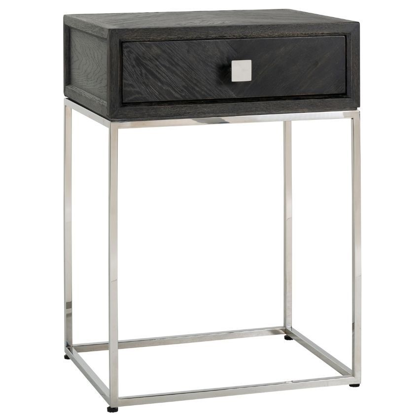 Černo stříbrný dubový noční stolek Richmond Blackbone 50 x 40 cm - Designovynabytek.cz