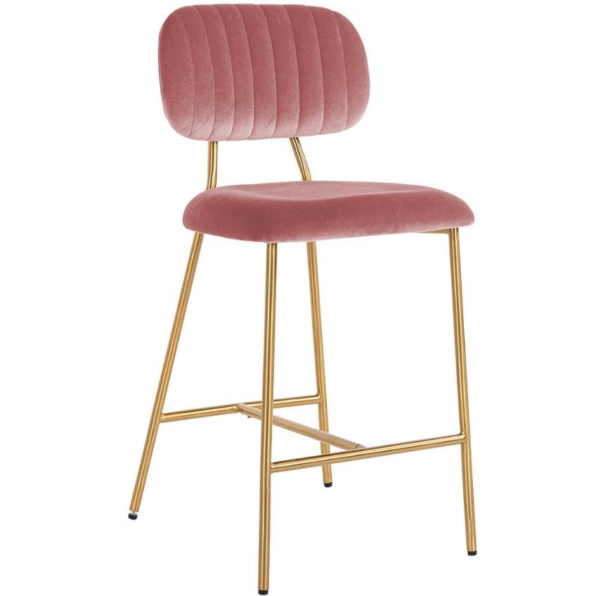 Růžová sametová barová židle Richmond Xenia 65 cm - Designovynabytek.cz