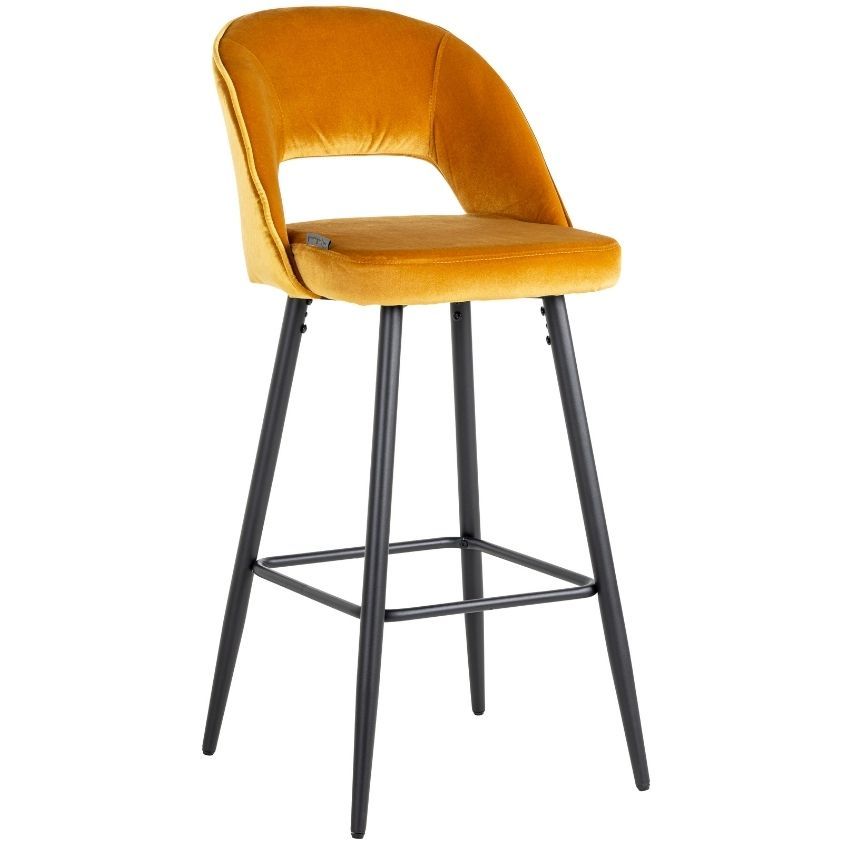 Hořčicově žlutá sametová barová židle Richmond Luna 74 cm - Designovynabytek.cz