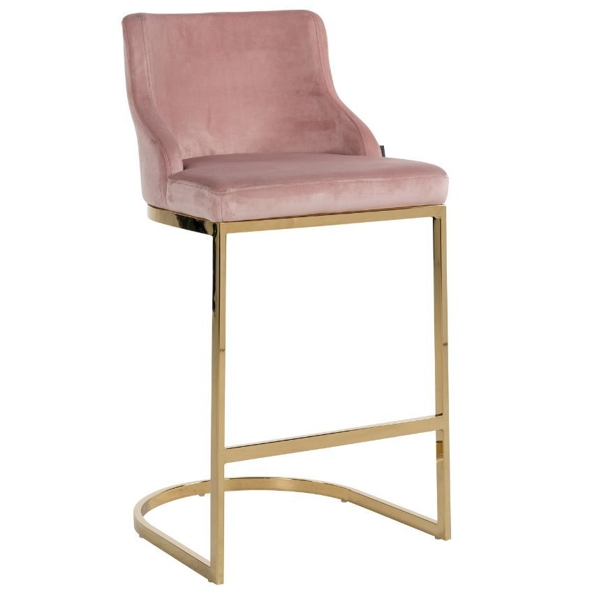 Růžová sametová barová židle Richmond Bolton 75 cm - Designovynabytek.cz