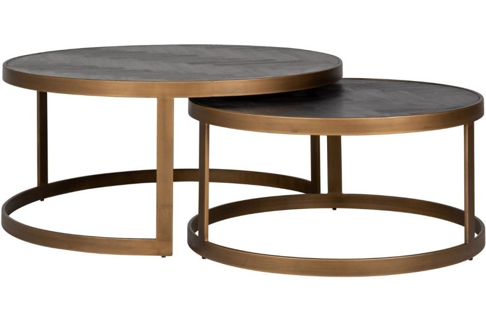 Černo mosazný dubový set dvou konferenčních stolků Richmond Blackbone 74/91,5 cm - Designovynabytek.cz