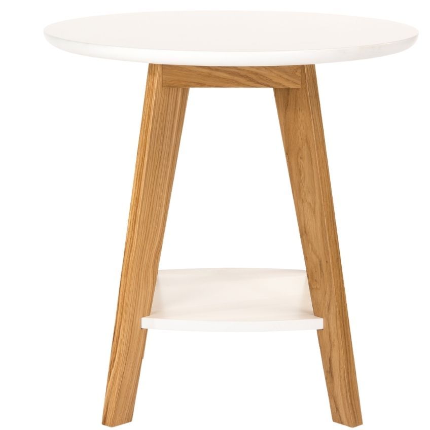 Bílý konferenční stolek Woodman Kensal 55 cm s dubovou podnoží - Designovynabytek.cz