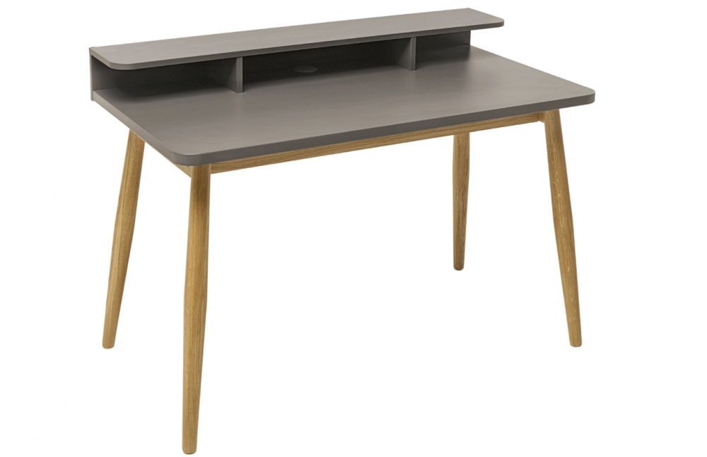 Šedý pracovní stůl Woodman Farsta s dubovou podnoží 120 x 55 cm - Designovynabytek.cz