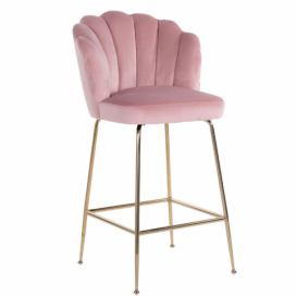 Růžová sametová barová židle Richmond Pippa 80 cm