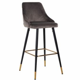 Šedá sametová barová židle Richmond Imani 77 cm