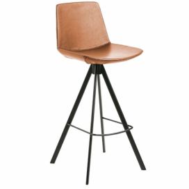 Hnědá koženková barová židle Kave Home Zeva 75 cm