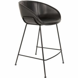 Černá koženková barová židle ZUIVER FESTON 65 cm