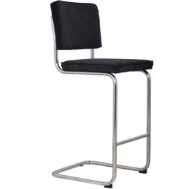 Černá manšestrová barová židle ZUIVER RIDGE RIB 75 cm