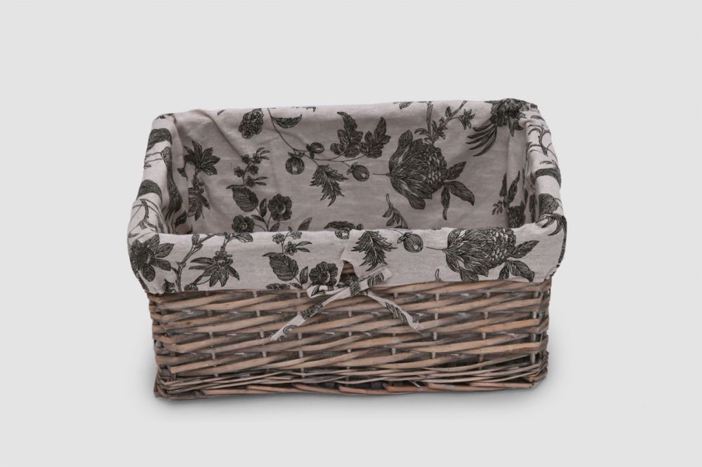 Vingo Proutěný úložný košík s listy, hranatý – hnědý Rozměry (cm): 40x30, v. 18 - Vingo