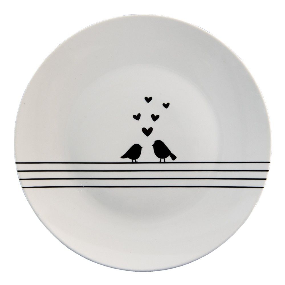 Porcelánový dezertní talířek s ptáčky Love Birds - Ø20*2 cm Clayre & Eef - LaHome - vintage dekorace