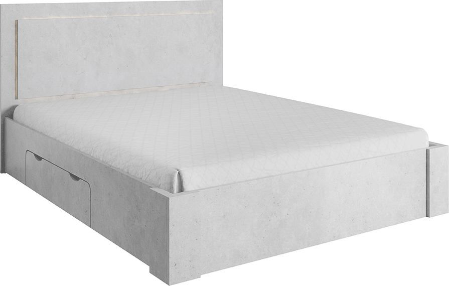 Manželská postel 160x200cm, úložný prostor, šedý beton, ALDEN Mdum - M DUM.cz