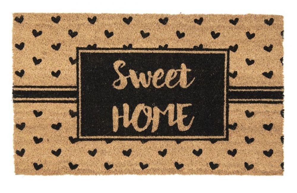 Kokosová rohožka se srdíčky Sweet Home - 75*45*1 cm Clayre & Eef - LaHome - vintage dekorace