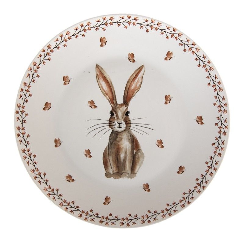 Porcelánový jídelní talíř Rustic Easter Bunny - Ø 26*2 cm Clayre & Eef - LaHome - vintage dekorace