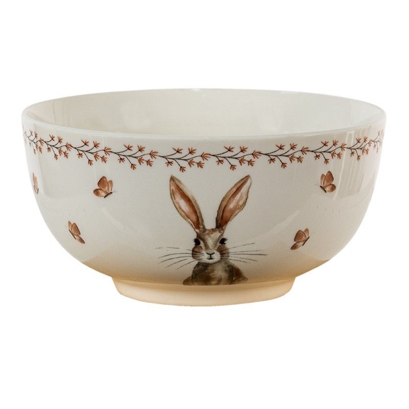 Porcelánová miska Rustic Easter Bunny - Ø 14*7 cm / 0.5 L Clayre & Eef - LaHome - vintage dekorace