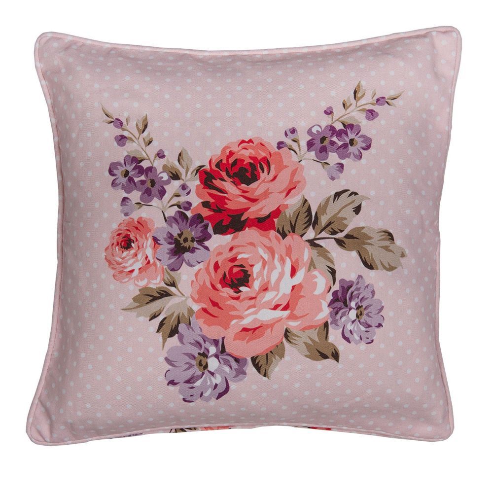 Růžový bavlněný potah na polštář s růžemi Dotty Rose - 40*40 cm Clayre & Eef - LaHome - vintage dekorace