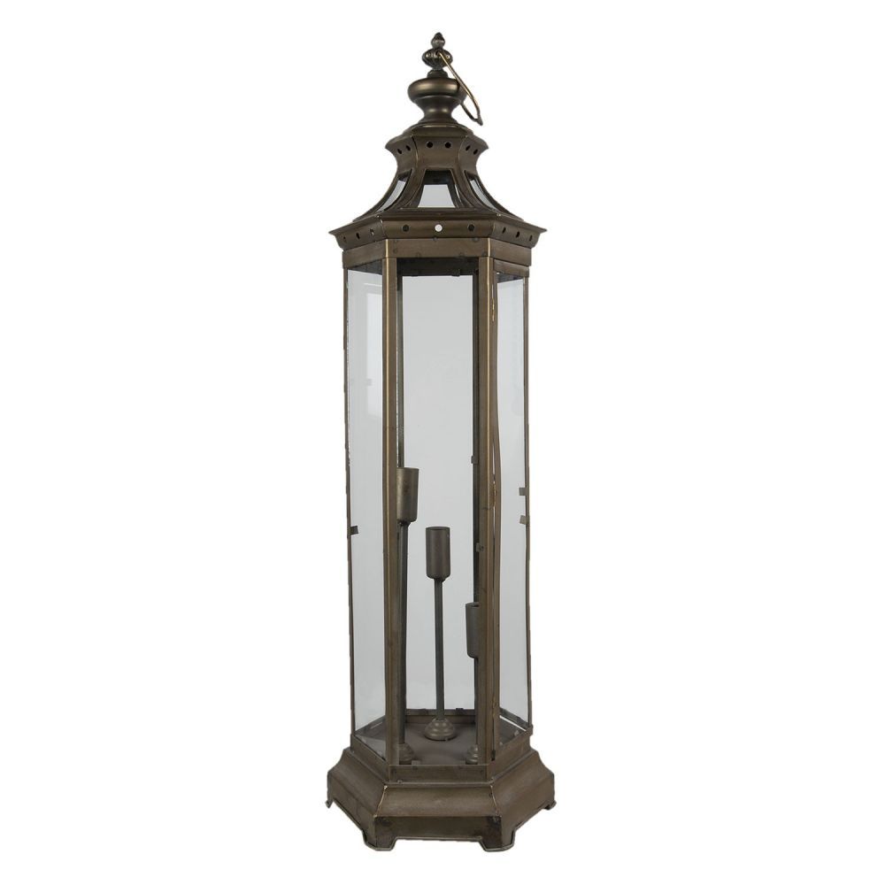 Bronzová antik stolní lampa ve tvaru lucerny - 29*25*79 cm / 3*E14 Clayre & Eef - LaHome - vintage dekorace