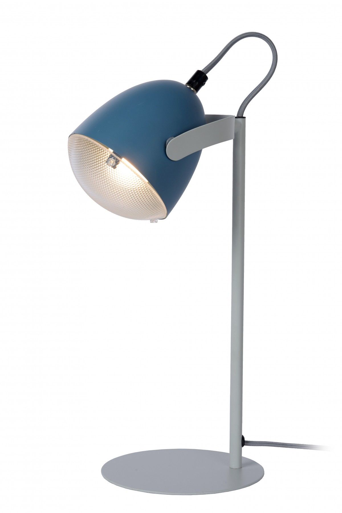 Lucide 05537/01/35 dětská stolní lampička Dylan 1x25W | E14 - modrá, kov, nastavitelná, vypínač na kabelu - Dekolamp s.r.o.
