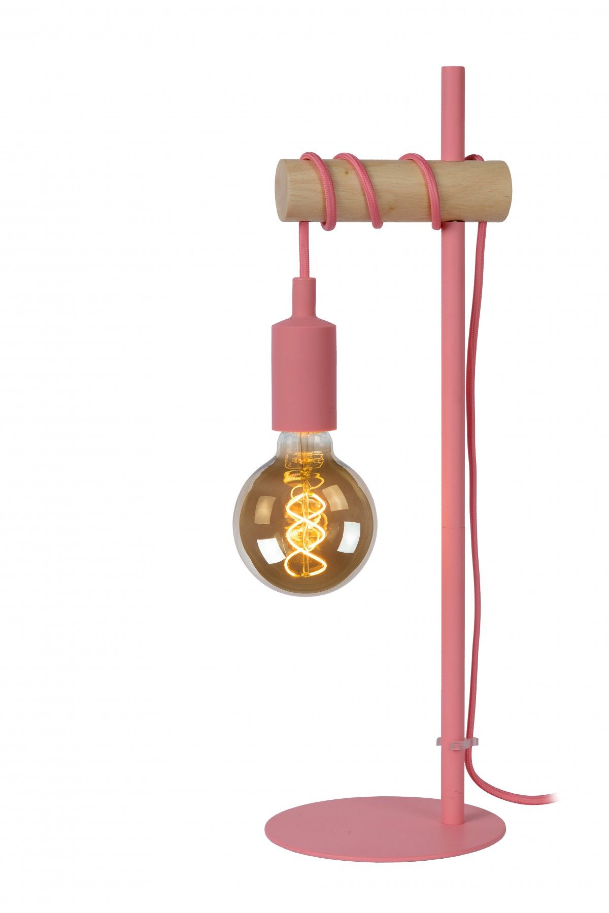 Lucide 08527/01/66 stolní lampička Pola 1x60W | E27- růžová, kov, vypínač na kabelu - Dekolamp s.r.o.
