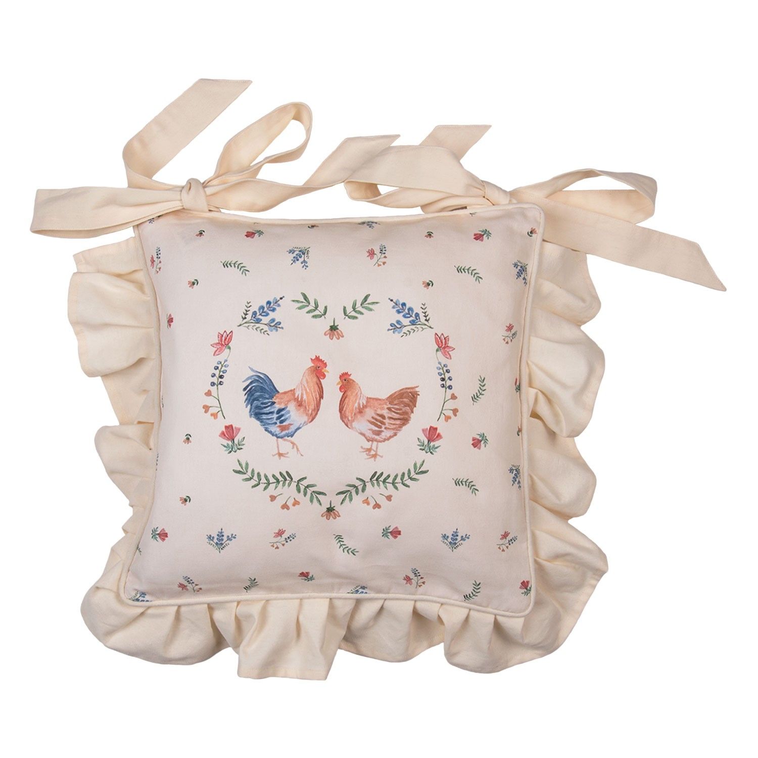 Bavlněný povlak na podsedák Chicken and Rooster  - 40*40 cm Clayre & Eef - LaHome - vintage dekorace