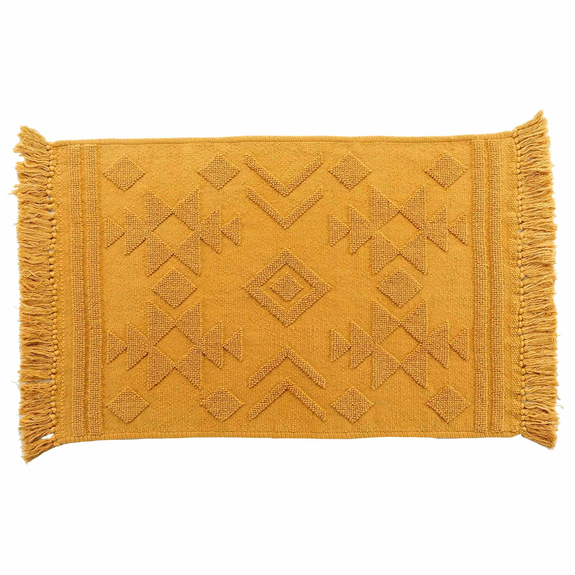 Douceur d\'intérieur Bavlněný koberec s třásněmi CILAOS, 60 x 90 cm, žlutý - EDAXO.CZ s.r.o.