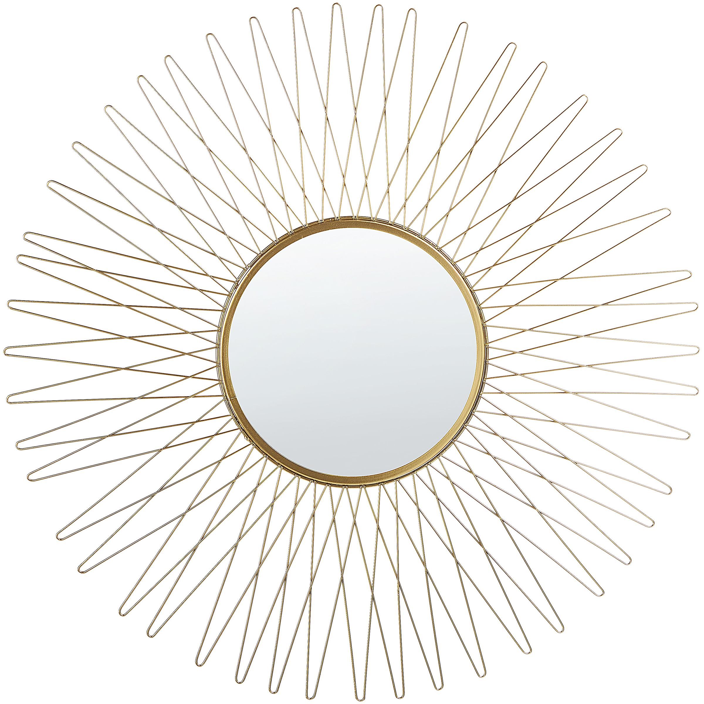 Nástěnné zrcadlo ve tvaru slunce ø 70 cm zlaté SAUMUR - Beliani.cz