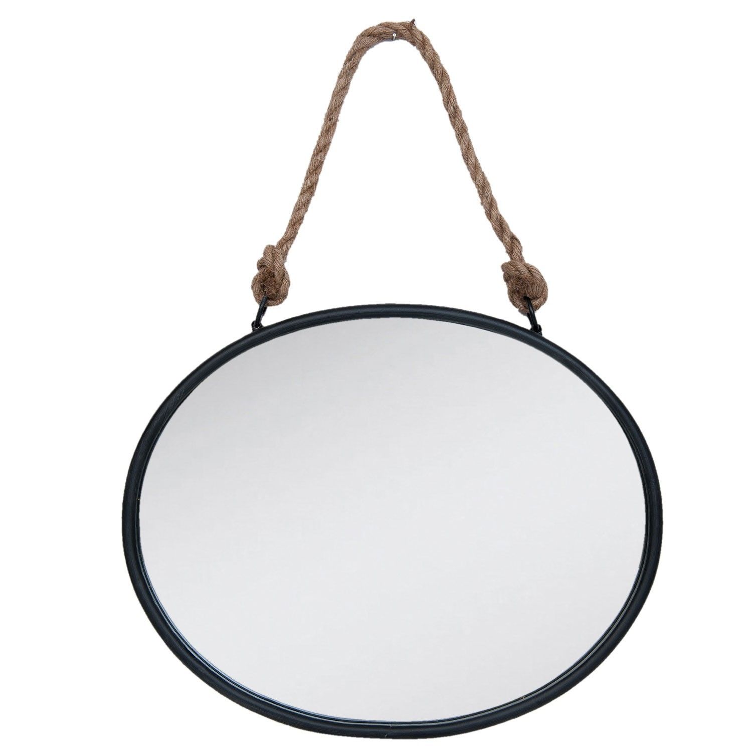 Oválné kovové zrcadlo s provazem -  50*4*40 cm Clayre & Eef - LaHome - vintage dekorace