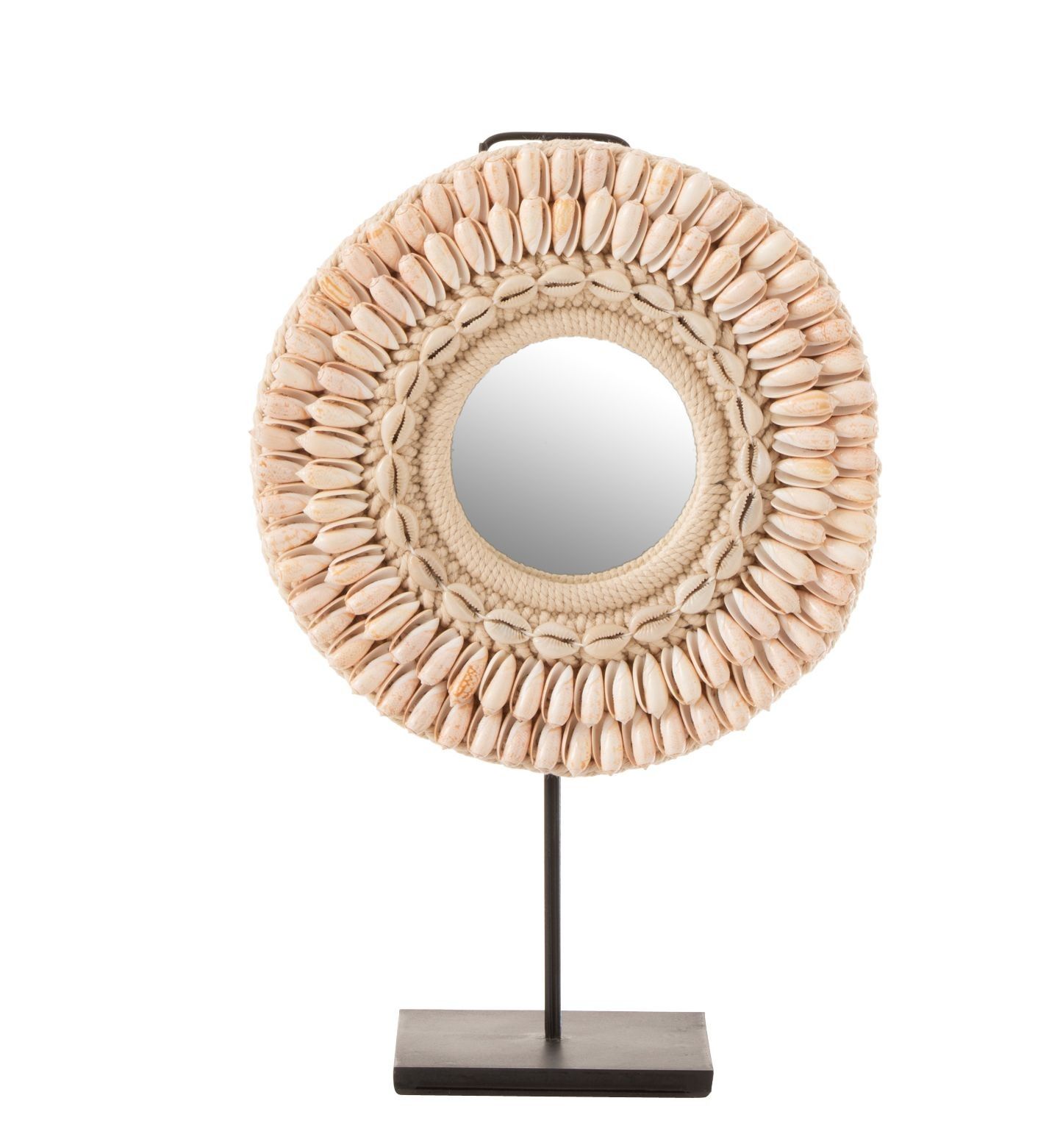 Stolní kulaté zrcadlo v rámu z mušliček - Ø 25*12*41 cm J-Line by Jolipa - LaHome - vintage dekorace