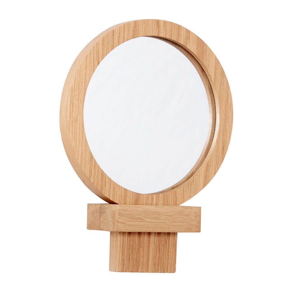 Nástěnné kosmetické zrcadlo s dřevěným rámem ø 14 cm – Hübsch - Bonami.cz