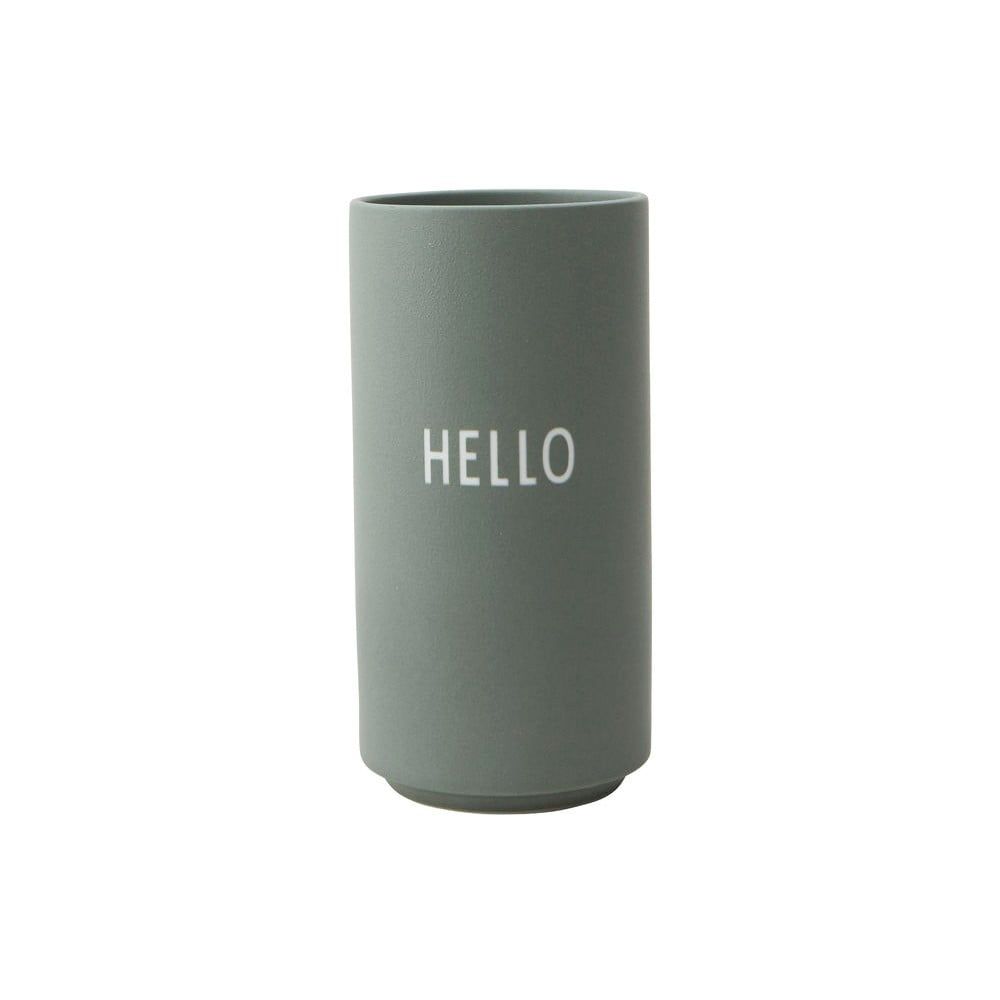 Zelená porcelánová váza Design Letters Hello, výška 11 cm - Bonami.cz