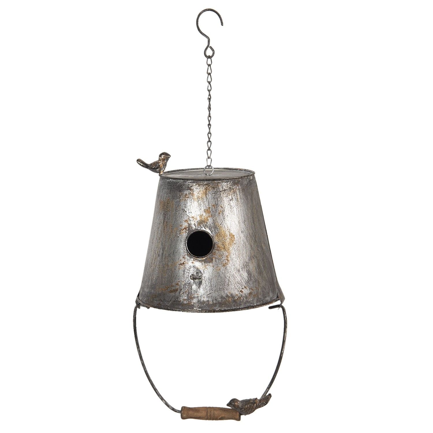 Závěsná plechová ptačí budka kyblík - 25*25*60 cm Clayre & Eef - LaHome - vintage dekorace