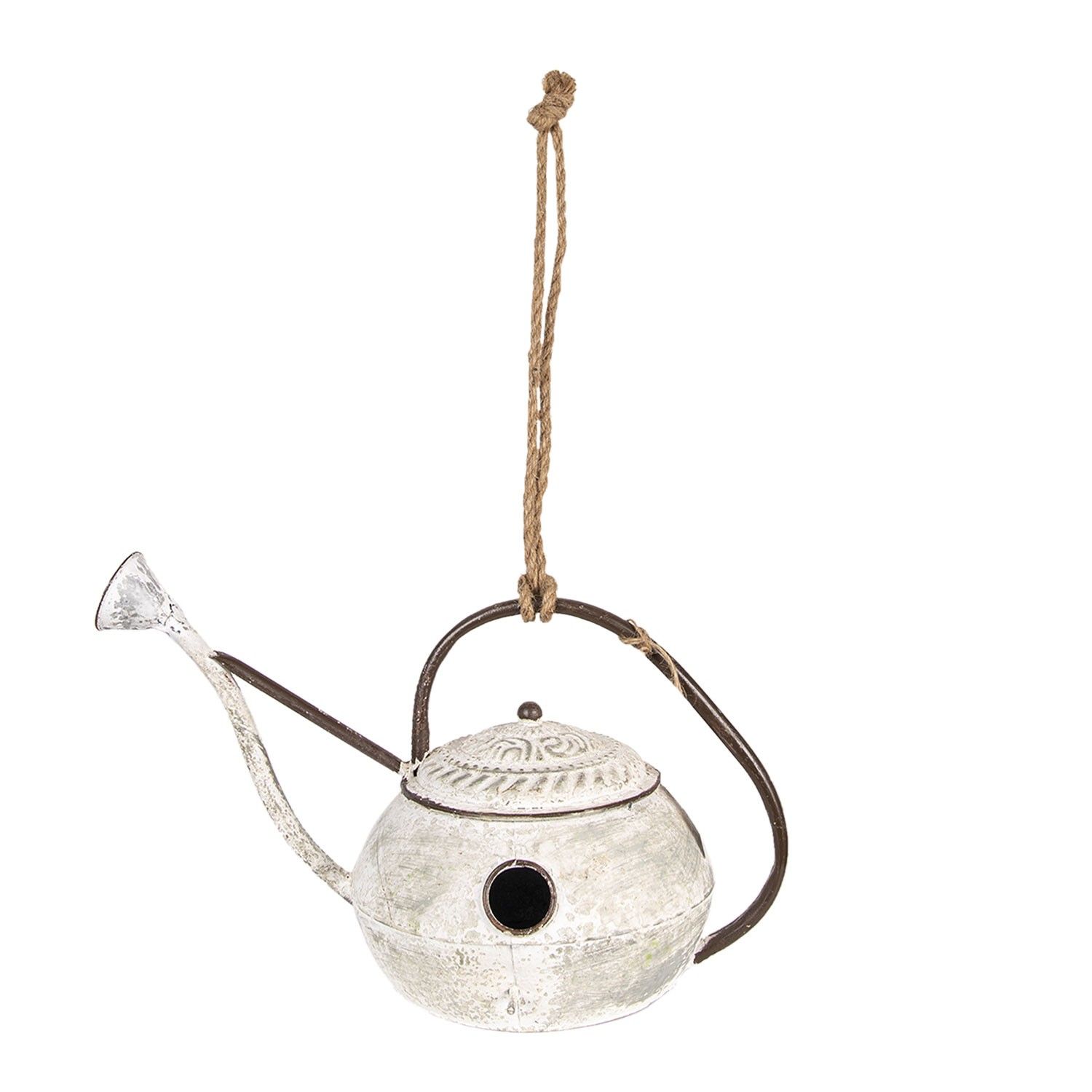 Krémová kovová ptačí budka ve tvaru kropáčku - 46*26*27/54 cm Clayre & Eef - LaHome - vintage dekorace