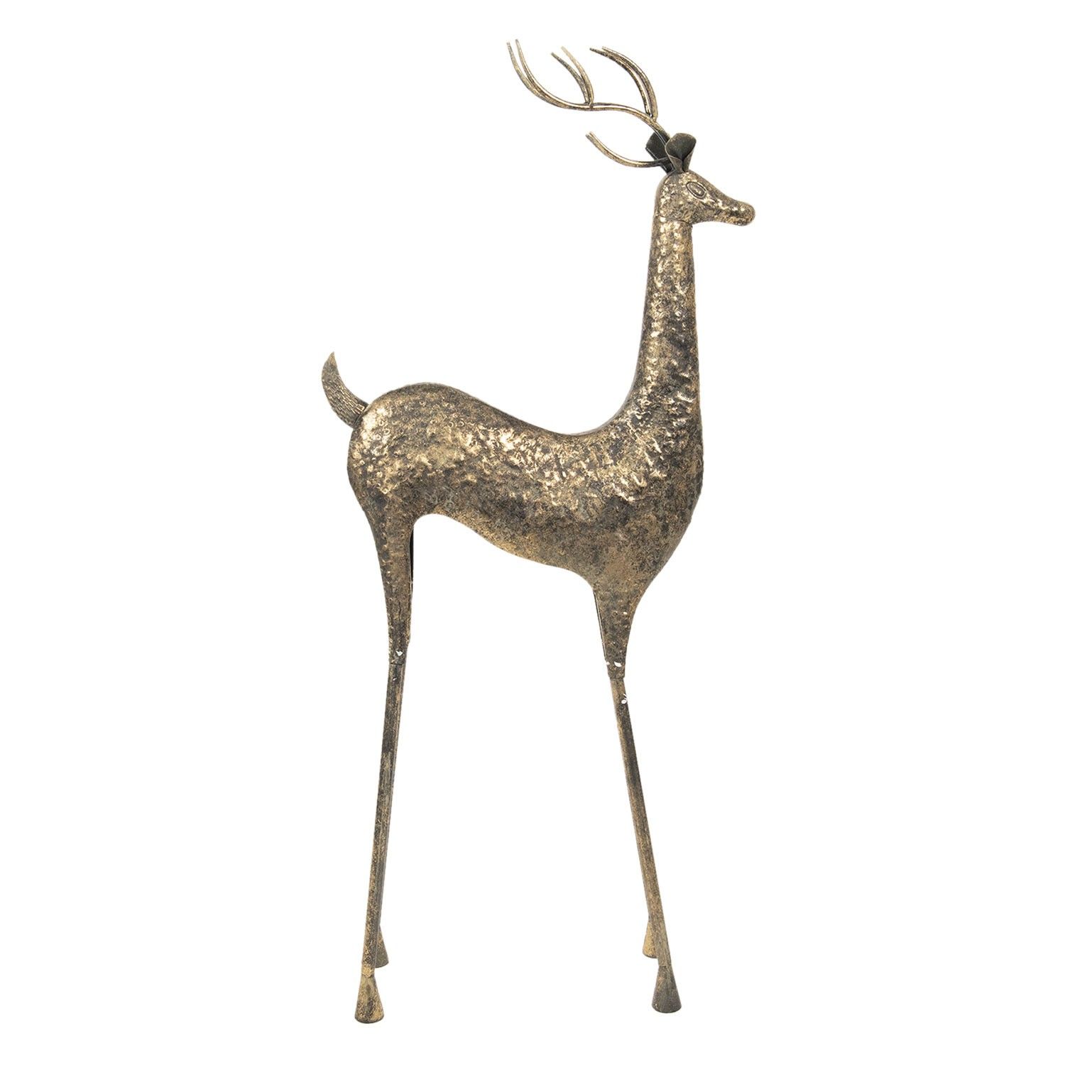 Zlatá kovová dekorativní úzká soška jelena s patinou - 55*21*132 cm Clayre & Eef - LaHome - vintage dekorace