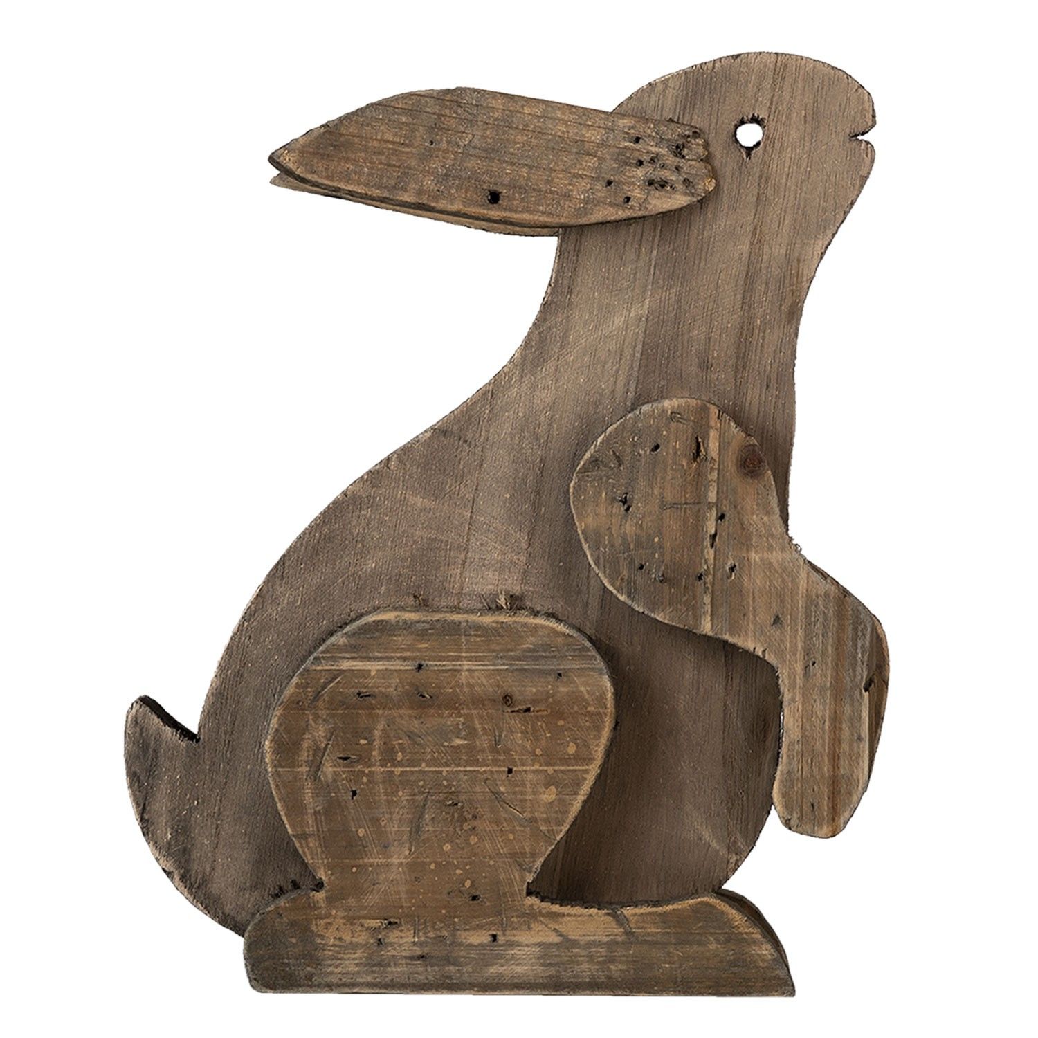 Hnědá dřevěná dekorativní soška sedícího králíka - 20*12*26 cm Clayre & Eef - LaHome - vintage dekorace