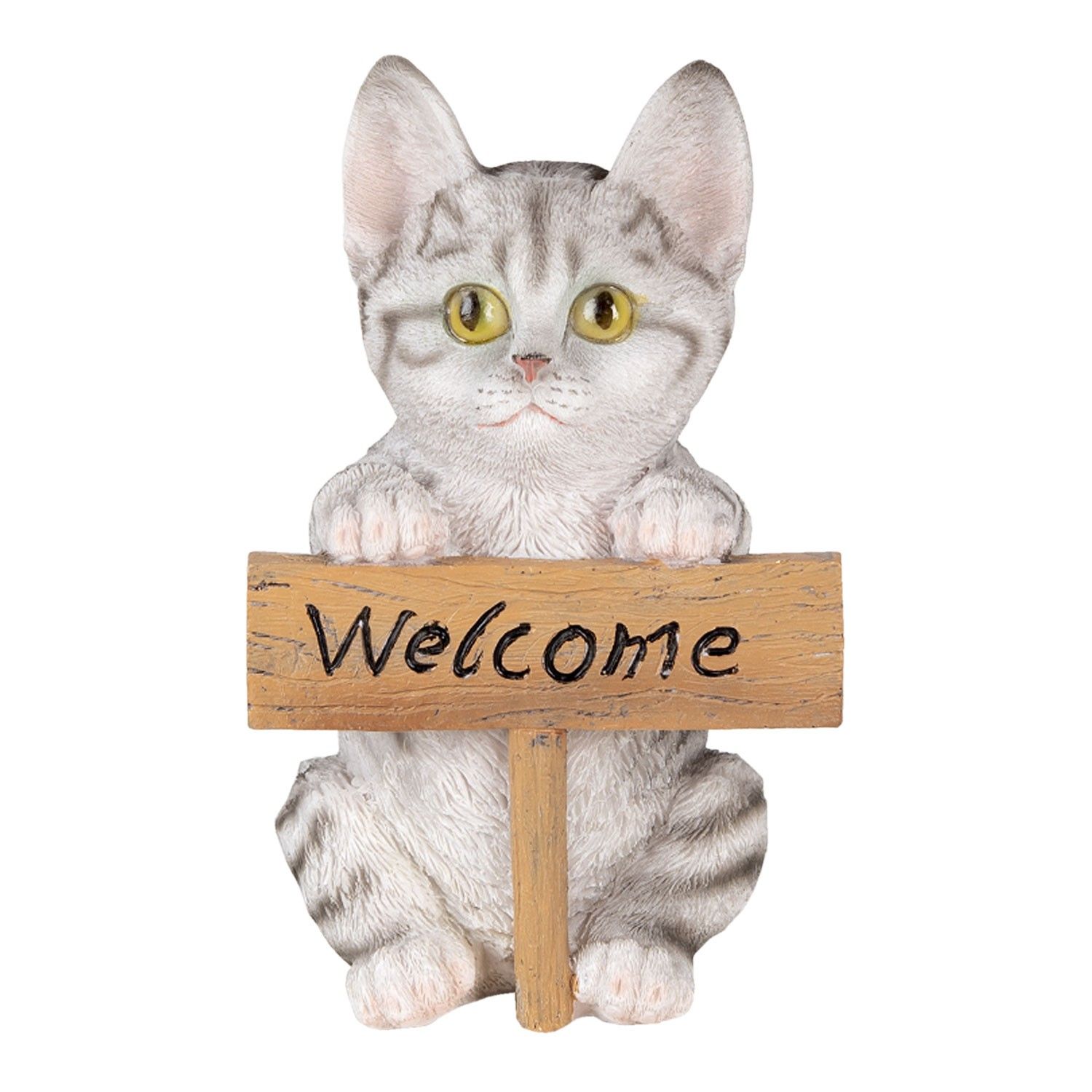 Dekorativní soška kočky s cedulkou Welcome - 12*9*19 cm Clayre & Eef - LaHome - vintage dekorace