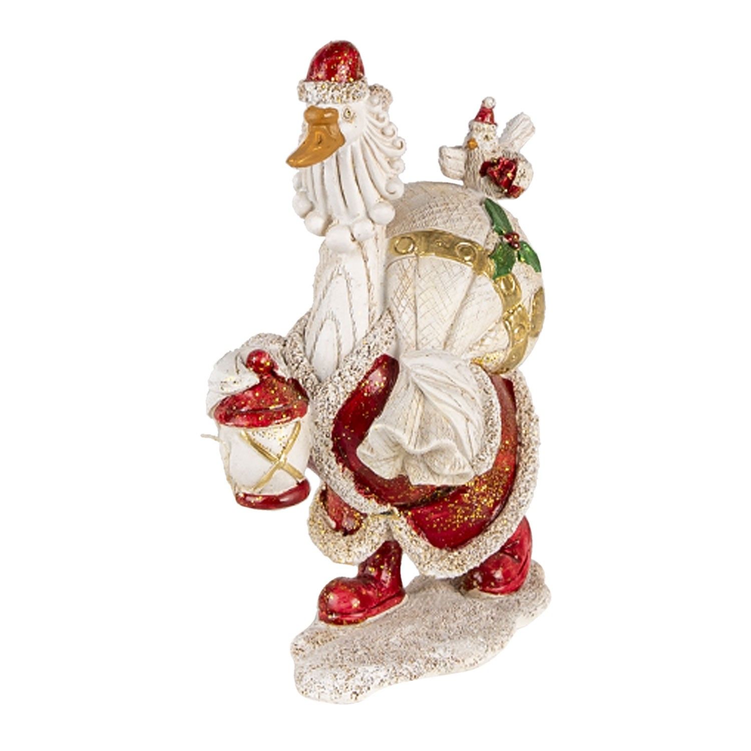 Dekorativní soška husy v santa oblečku - 11*7*17 cm Clayre & Eef - LaHome - vintage dekorace