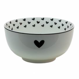 Porcelánová miska na polévku se srdíčky Love Birds - Ø14*7 cm Clayre & Eef