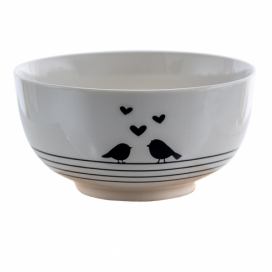 Porcelánová miska na polévku s ptáčky Love Birds - Ø14*7 cm Clayre & Eef