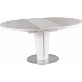 Jídelní stůl rozkládací 120 ORBIT ceramic bílý mramor/bílý mat Mdum