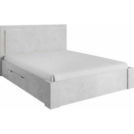 Manželská postel 160x200cm, úložný prostor, šedý beton, ALDEN Mdum
